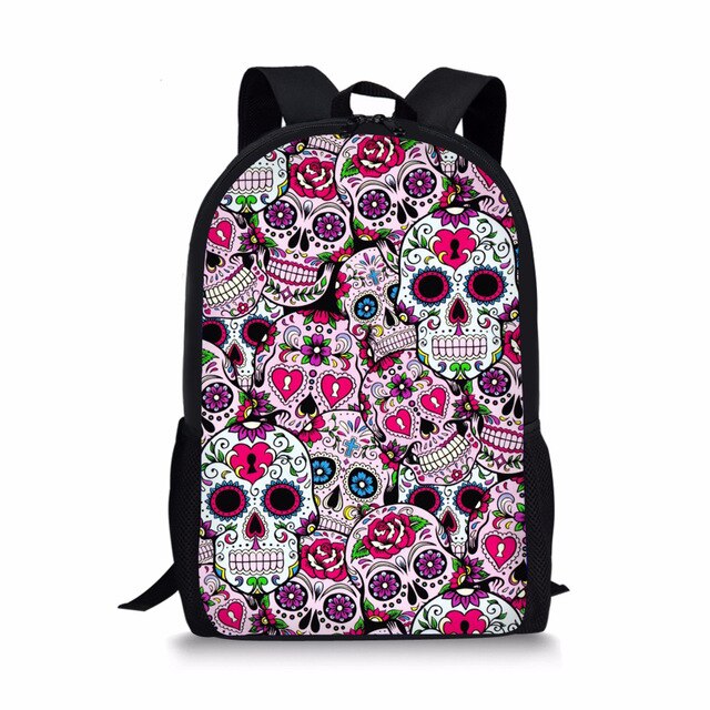 School Bag for Teen Girls Funny Sugar Skull Design Children Bag Pack