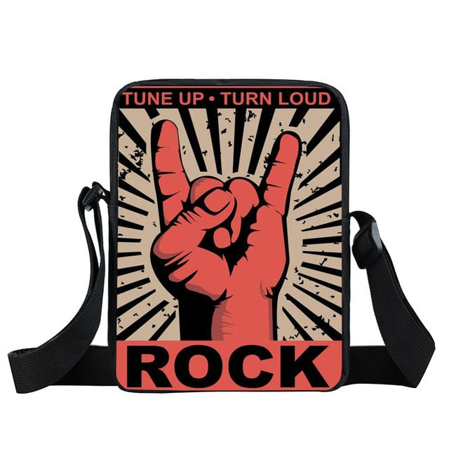 Rock Guitar Skull Rose Mini Messenger Bag