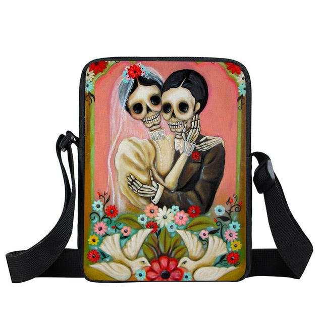 Dark Gothic Girl Mini Skull Crossbody Bags