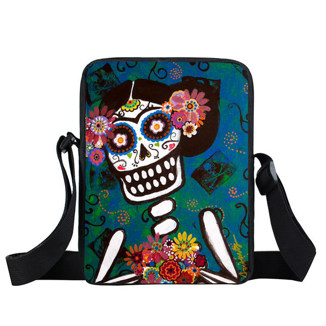 Dark Gothic Girl Mini Skull Crossbody Bags