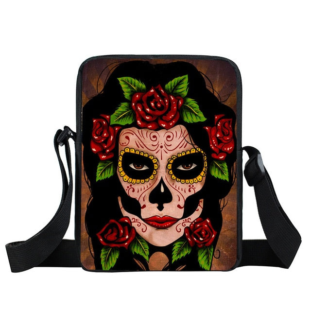 Dark Gothic Girl Mini Skull Crossbody Bags