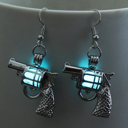 Glowing Gun Earrings Glow In The Dark Cowgirl Gypsy Pistol Earrings