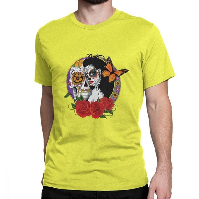 Sugar Skull Vintage Cotton Tees Short Sleeve