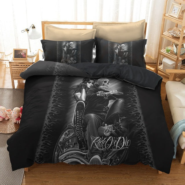 Skull Men Bedding Set Sexy Bedding Sets Luxury Home Bedding Set Bedclothes Bed Linen Set Queen Duvet King Double Home Textile