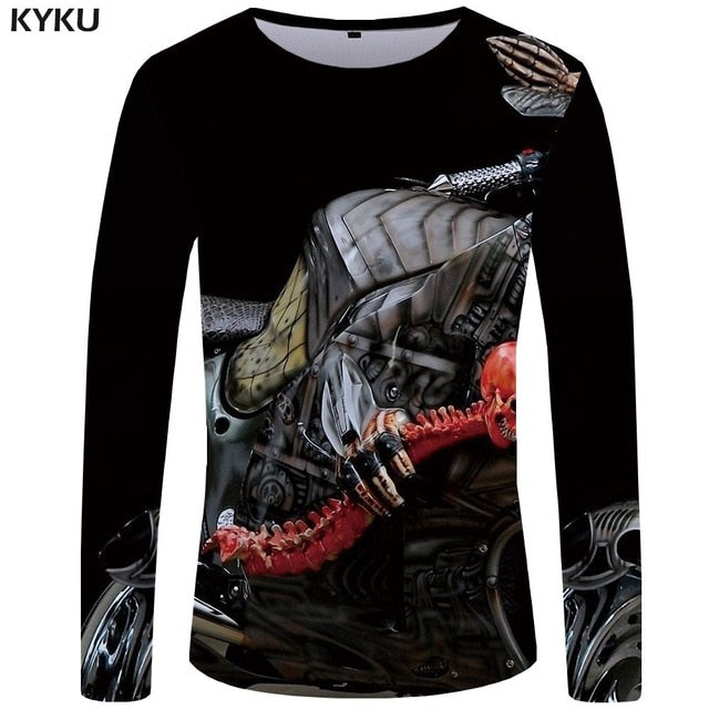 Skull T shirt Men Long sleeve shirt