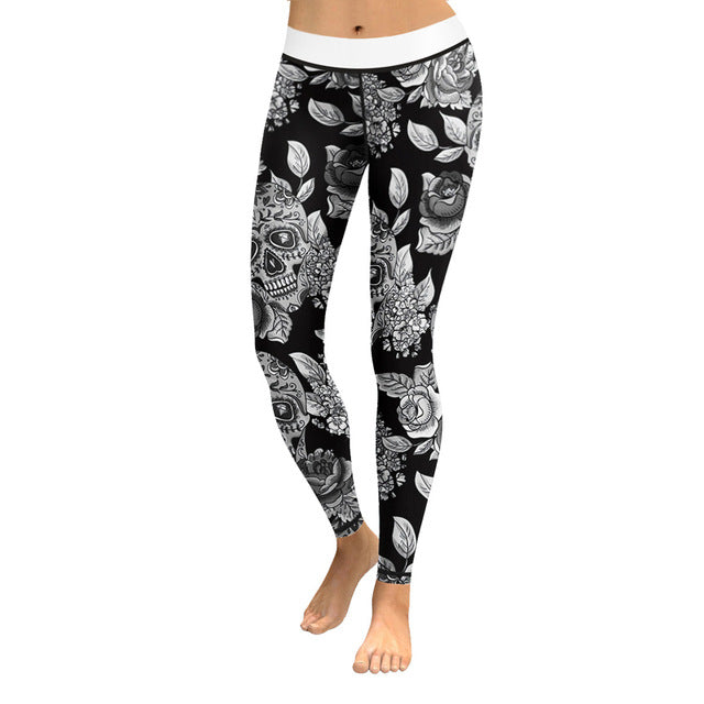 Sexy Leggings Women Skull Printed Yoga Pants