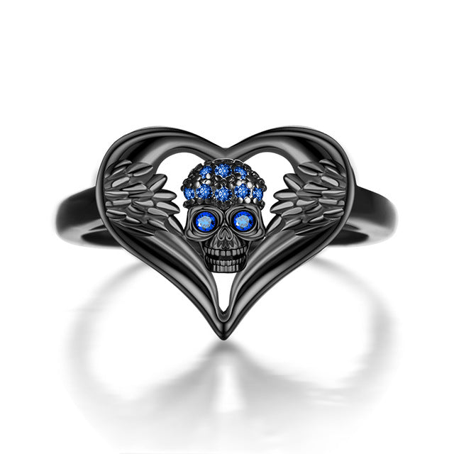 Angel Skull Love Heart Zircon Crystals Ring Wedding