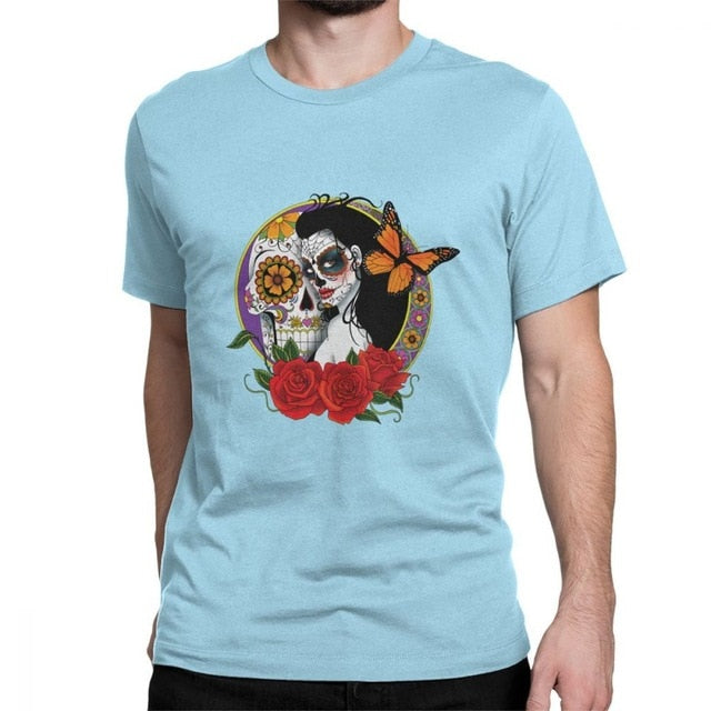 Sugar Skull Vintage Cotton Tees Short Sleeve