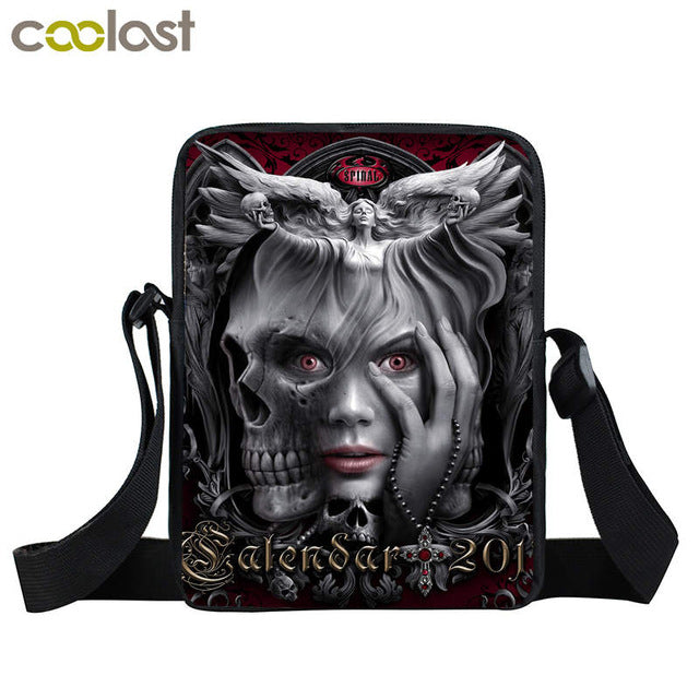 Dark Gothic Girl Mini Skull Crossbody Bags