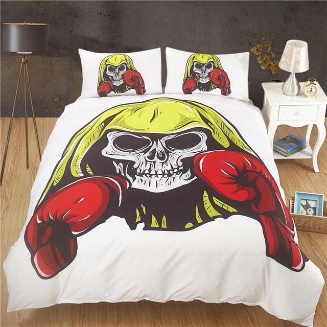 Sugar Skull Bedding Cover Queen Size Black Rose Flower and Skull Duvet Cover Set ropa de cama King Size Bedding Sets