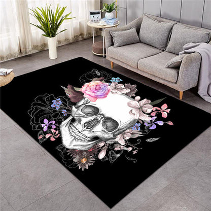 Sugar Skull Carpets Large for Living Room Floral Bedroom Area Rugs
