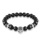 Brand Fashion Natural Beads Strand Bracelet Micro Pave CZ Black Skeleton Skull Corwn Lava Rock Stone Energy Men Buddha Jewelry