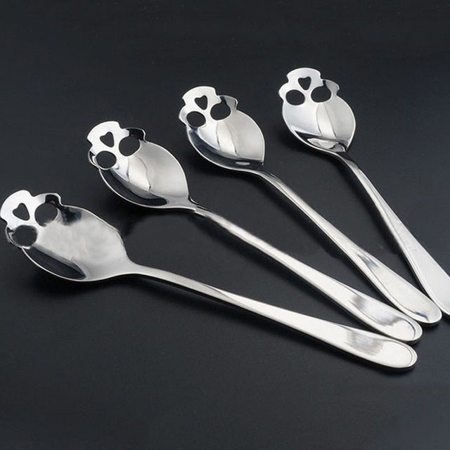 10 spoon/package - Creative Stainless Steel Skull Shape Coffee Sugar Stirring Drink Scoop Spoon Dessert Gothic Tableware Kitchenware Cutlery Gift