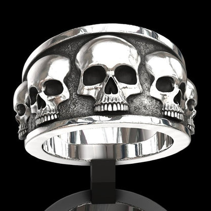 Men's Fashion Stainless Steel Skull Band Ring Hip Hop Punk Gothic Engagement Jewelry Rings