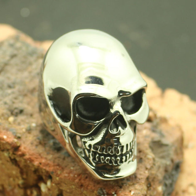 Retail Size 6 to size 16 Unisex 316L Stainless Steel Classic Biker Skull Ring