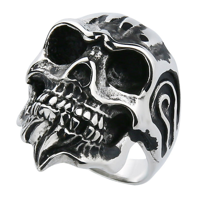 Men's Gold Biker Gothic Skull Ring Red Eye stainless steel old motorcycle restoring ancient ways ring for Men Jewelry