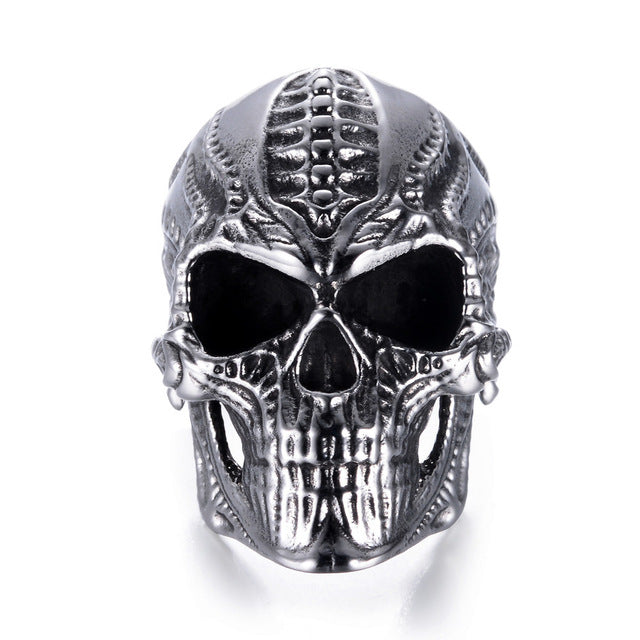 316L Stainless Steel Alien Skull Ring for Men