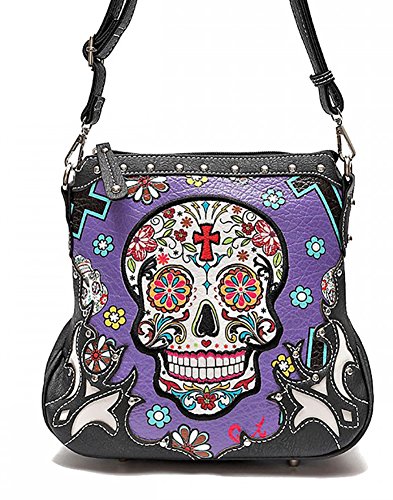 Sugar Skull Purse Cross Body Bag with Concealed Carry Pocket