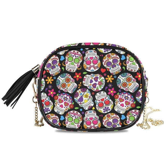 Sugar Skull Shoulder Party flap Chain bags