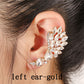 Fashion Popular Women Full Rhinestones Wing Ear Cuff Feather Gold Silver Plated Big Zircon Earcuff Clip Earrings