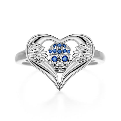 Angel Skull Love Heart Zircon Crystals Ring Wedding