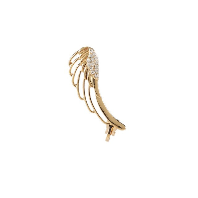 Hot New Fashion Punk Rhinestone Clip Earrings For Women Wing Gold CZ Crystal Earring Ear Cuff Jewelry