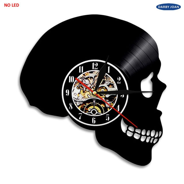 Handcarved Skull LED Lighting Wall Clock Color Changing Wall Light Vinyl With Remote Controller Atmosphere Night Light