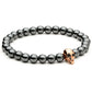 Black Hematite Stone Bead Bracelet Male Skull Charms Bracelet & Bangle Men Bijoux Nature Stone man bracelets bangles