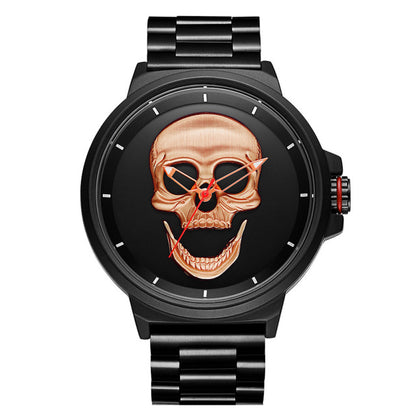 3D Black Watch Pirate Skull Style Quartz Men Watches Brand Men Military steel Men Sports Watch Waterproof Relogio Masculino