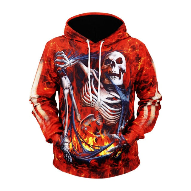 Newest 3D Print Christmas Halloween Skull Theme Pullover Hoodies