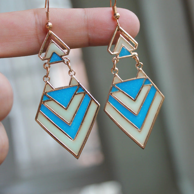 NEW Triangle Ear Cuff  GLOW in the DARK Geometric shape Ear Stud Colors arrow Earring Clip Earrings WOMEN girl gift blue