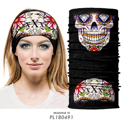 Floral Sugar Skull Women Seamles Balaclava Headband