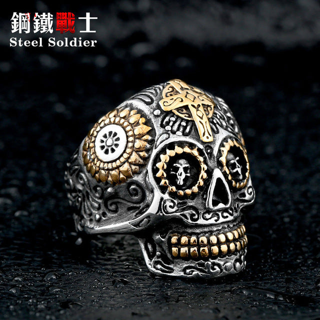 skull ring men stainless steel Hip-hop retro punk personality biker jewelry