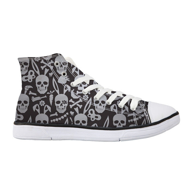 Colorful Sugar Skull Print High Top Canvas Shoes for Women Classic Women Shoes