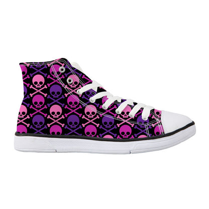 Colorful Sugar Skull Print High Top Canvas Shoes for Women Classic Women Shoes