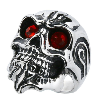 Men's Gold Biker Gothic Skull Ring Red Eye stainless steel old motorcycle restoring ancient ways ring for Men Jewelry
