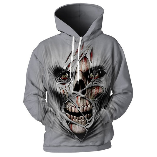 Autumn Skull Hoodies Men 3d Hoodies Funny 3d Hole Face Print Hooded Sweatshirts Men Punk Hip Hop 3d Pullover Tracksuits