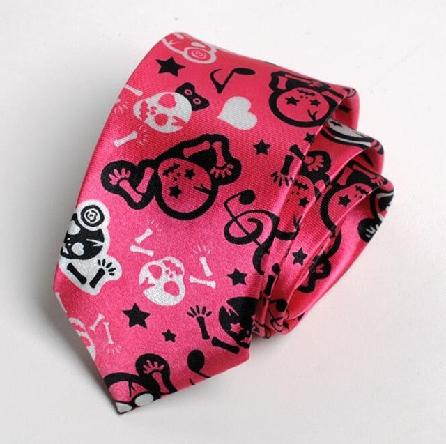 5cm Popular Men Casual Narrow Ties Fashion Printed Necktie Big Skull Notes