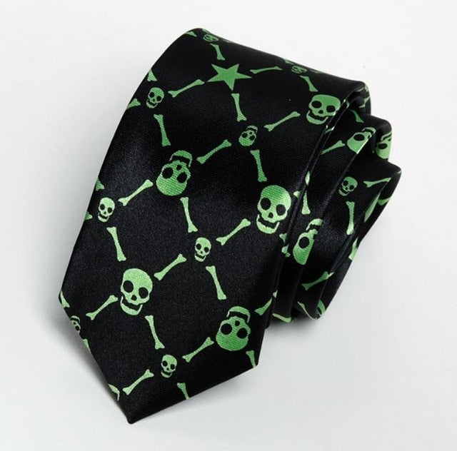 5cm Popular Men Casual Narrow Ties Fashion Printed Necktie Big Skull Notes