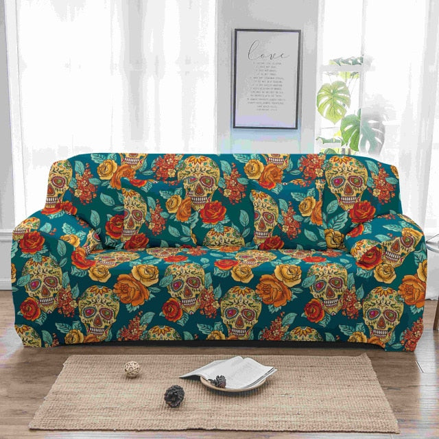 Sugar skull Elastic Sofa Cover printed Couch Cover Sofa Covers