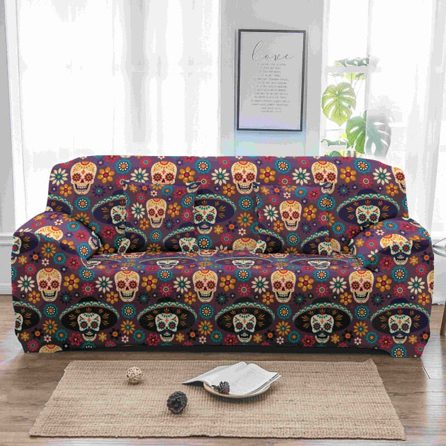 Sugar skull Elastic Sofa Cover printed Couch Cover Sofa Covers