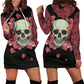 New Floral Skull Hoodie Dress Women New Fashion Streetwear Pullover Hoody