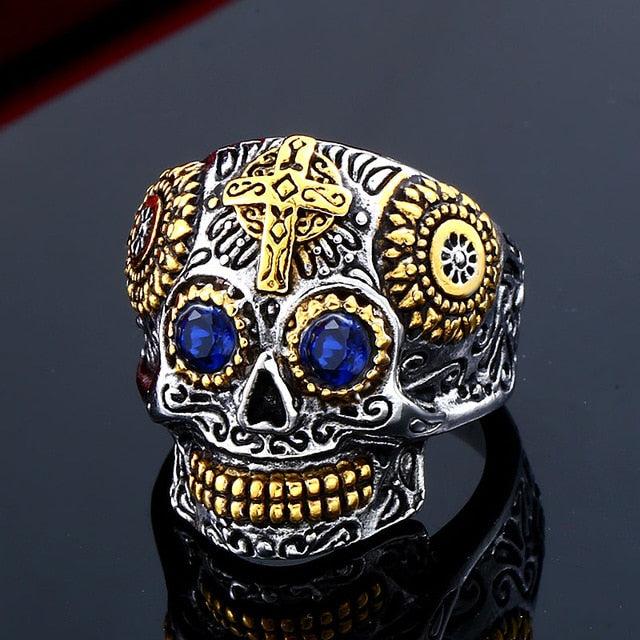 skull ring men stainless steel Hip-hop retro punk personality biker jewelry