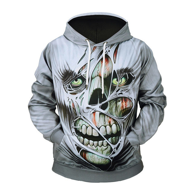 Skeleton Zombie Skull Grim Reaper Print Hoodies Sweatshirts