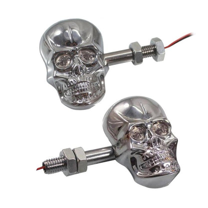 1Pair Personalized Motorcycle Accessories Refit Punk Skull Shape Turn Signal Lights Indicators for Motorbike