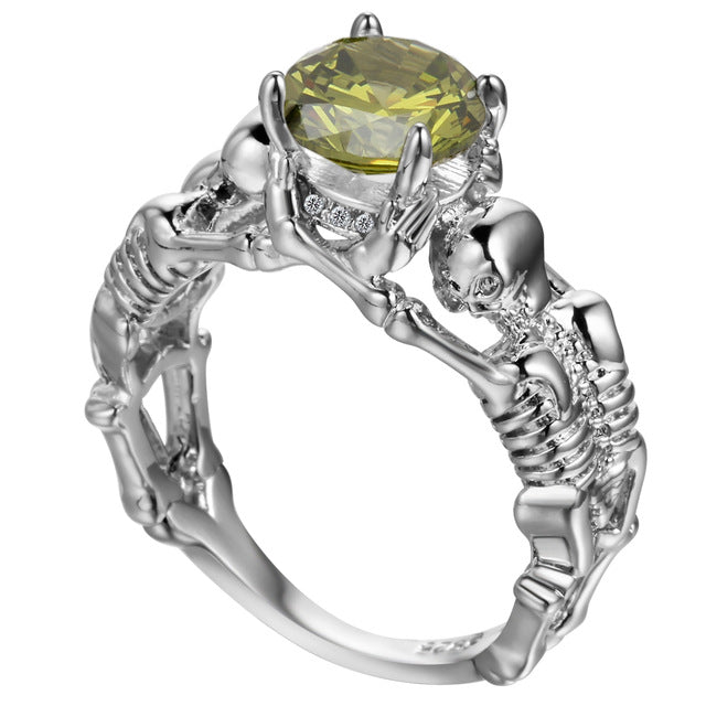 Ghost evil Skull skeleton Hand CZ Ring European and American Punk style Motor Biker Men Ring new skull men's jewelry