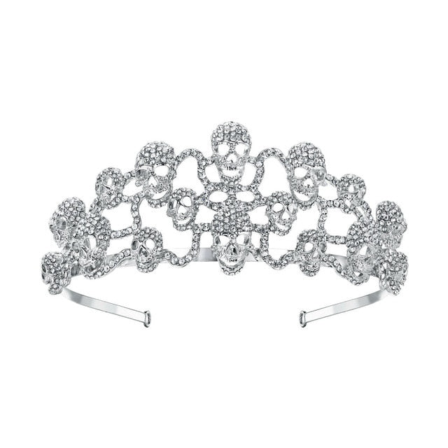 Halloween Skull Bone Skeleton Hairband Head Tiara Crown Crystal