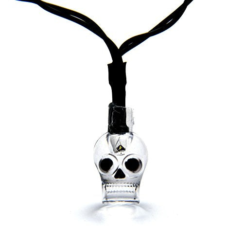 Solar Powered White Skull Lights String, 20ft 30 LED Cool Party Lights