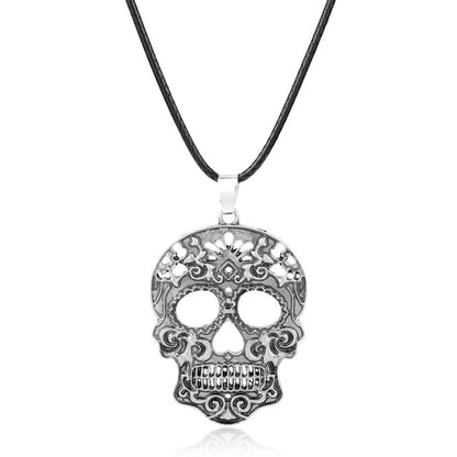Fashion Classic Mexican Sugar Skull Necklace Day Of The Dead Skeleton Pendant Necklace Men's Charm Jewelry Gift
