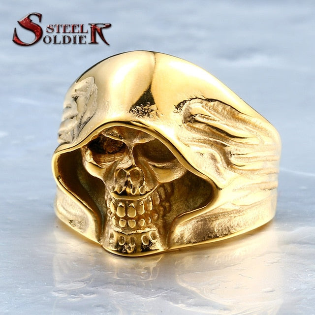 good detail the death skull vintage ring for man stainless steel movie style hot sale skull jewelry